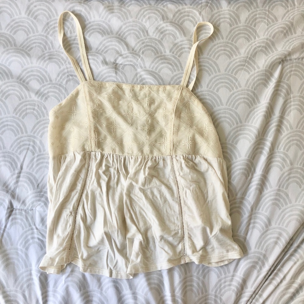 American Eagle Cream Crochet Tank